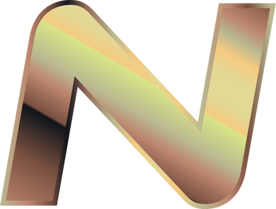 Golden metallic, sport font, alphabet N
