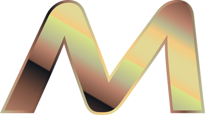 Golden metallic, sport font, alphabet M